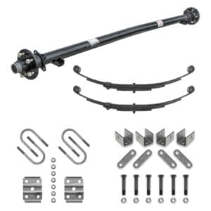 Rockwell American 3500 lb idler trailer axle kit with leaf springs u-bolts and hanger kit