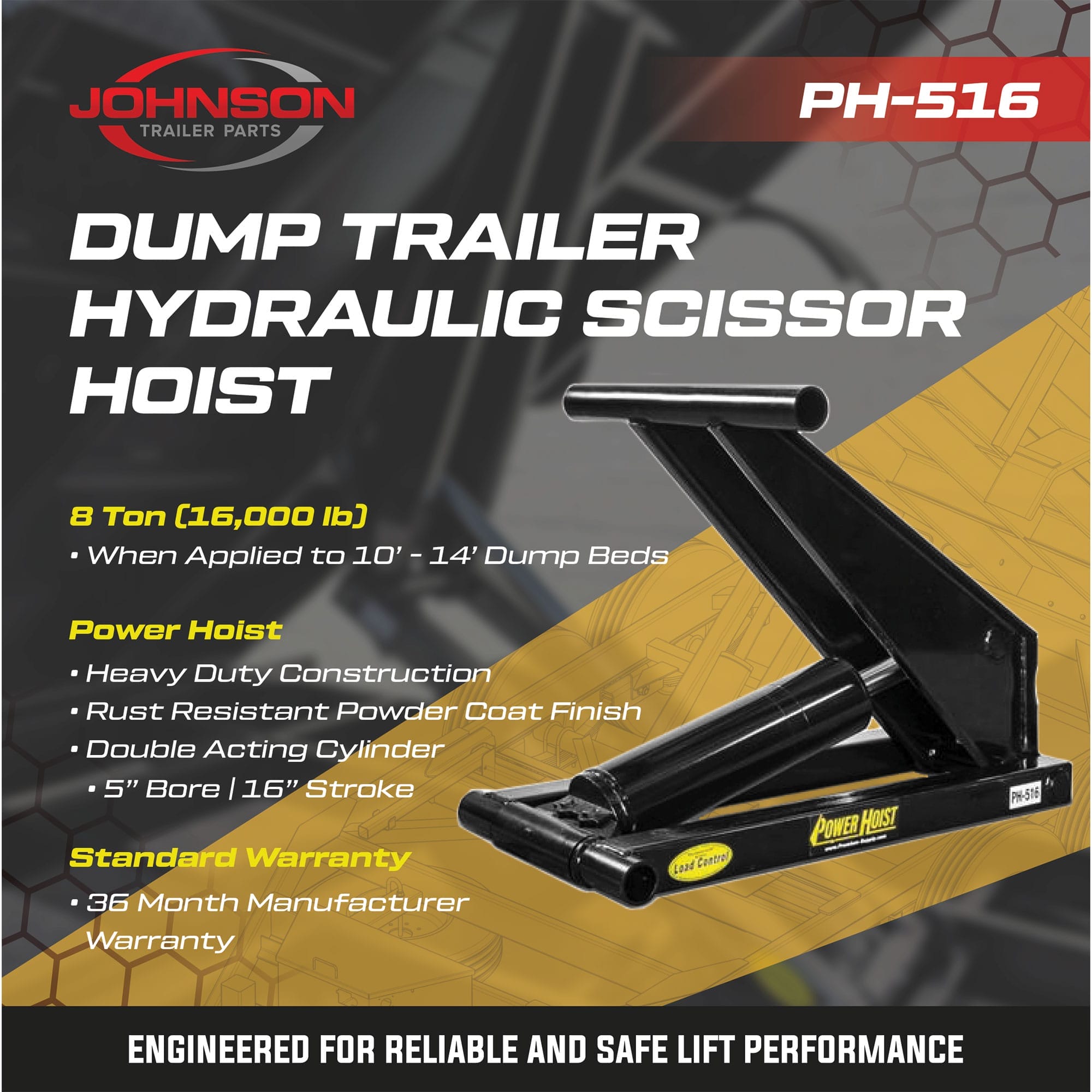 14K-D Dump Trailer Parts Kit - PH516 Hoist - Image 2