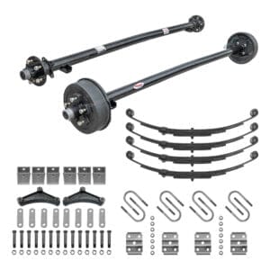 Rockwell American tandem 3500 lb trailer axle kit with electric brake and idler axles springs u-bolts and hanger kit