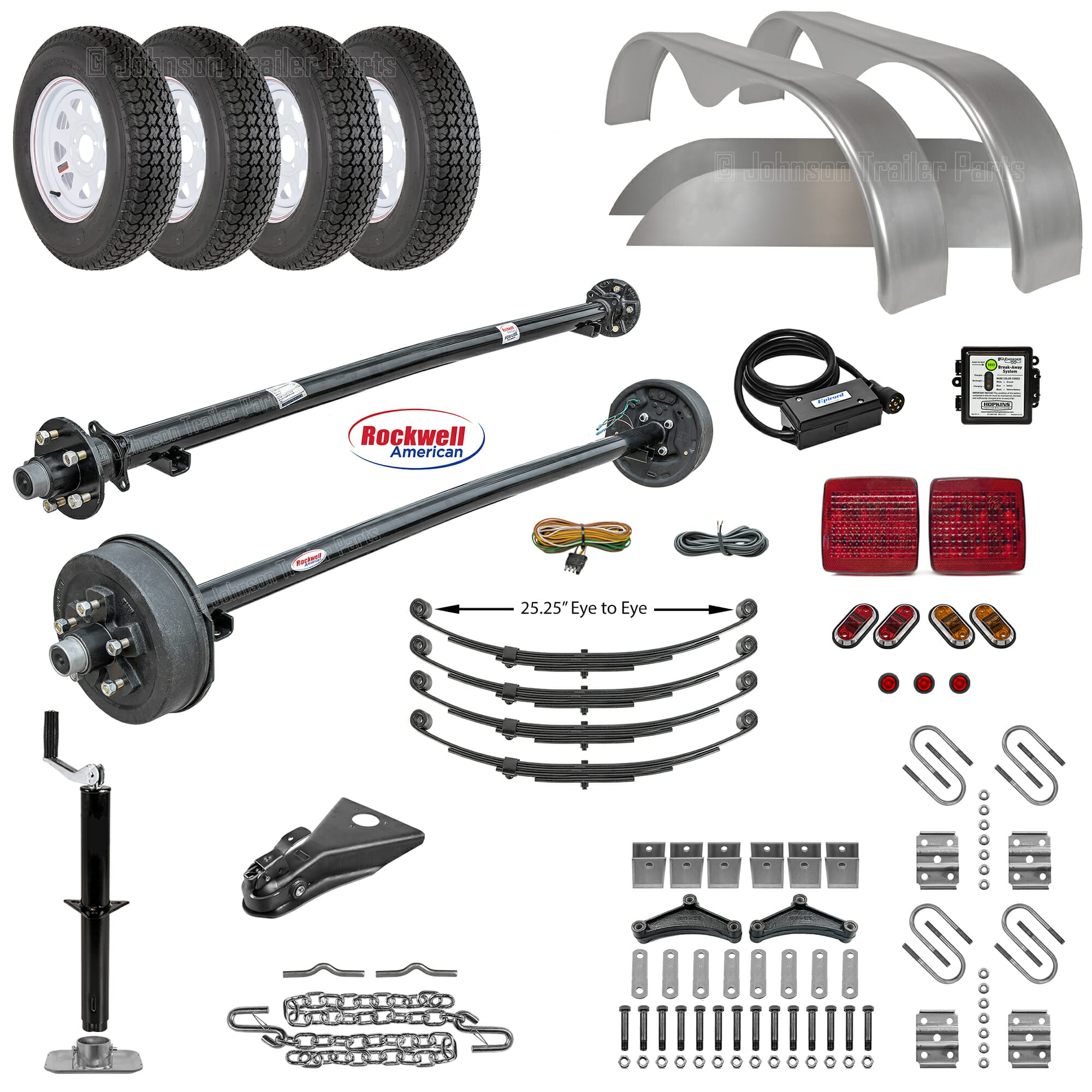 Tandem Axle Trailer Parts Kit 7,000 lb Capacity Electric