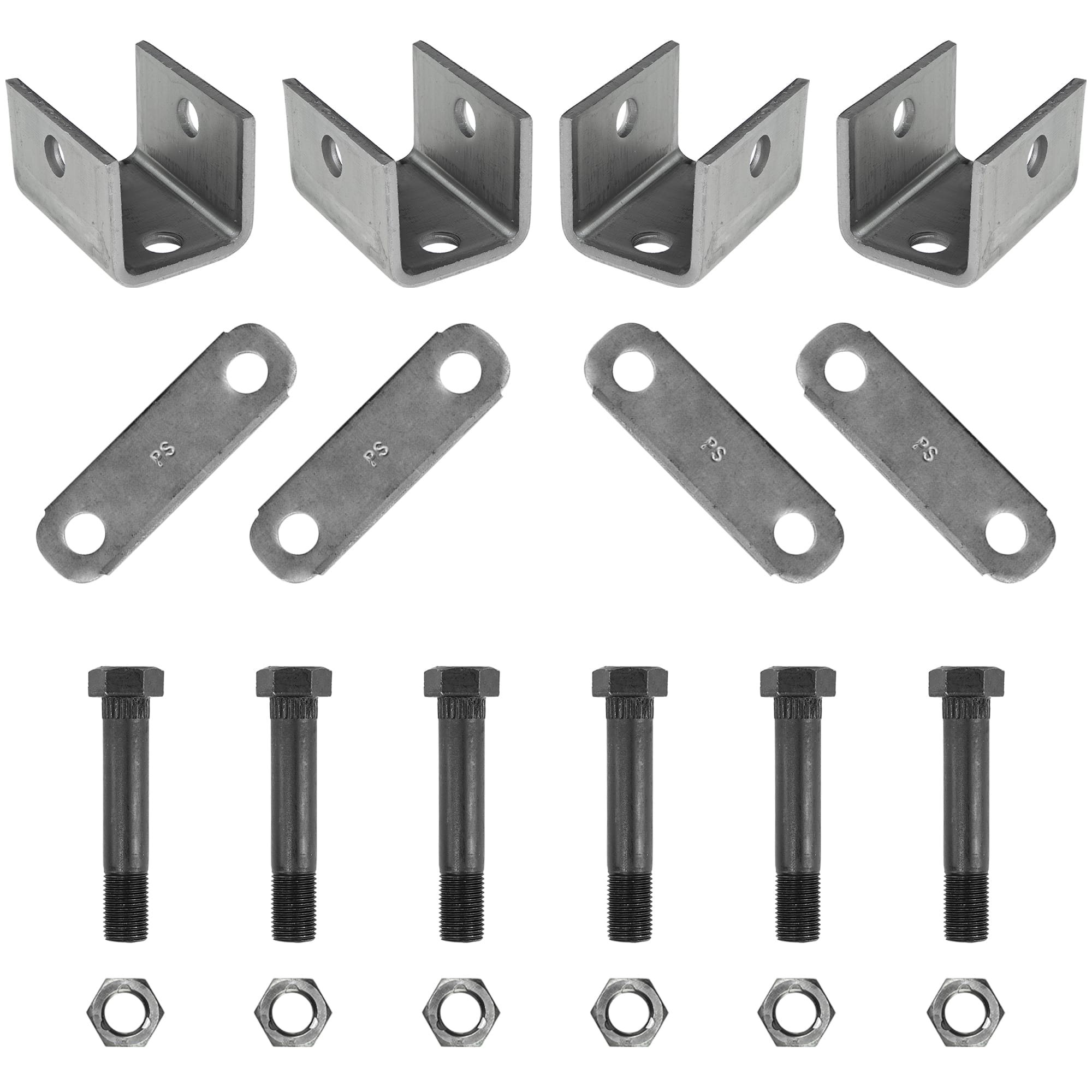Single axle spring hanger kit for 1.75 inch double eye trailer leaf springs