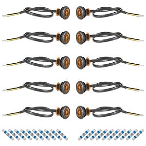 TecNiq S33 amber 3/4 inch LED side marker light kit 10 pack with grommets and connectors
