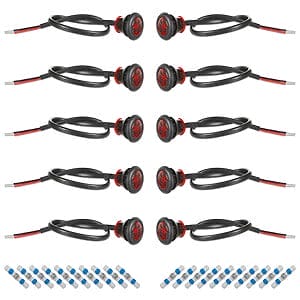 TecNiq S33 red 3/4 inch LED side marker light kit 10 pack with grommets and connectors