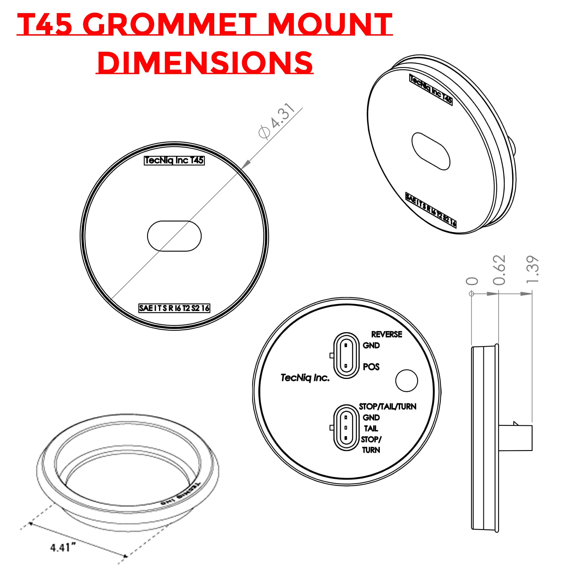 T45 | Hi Vis LED Tail Light Kit - 4\, image size:2000x2000