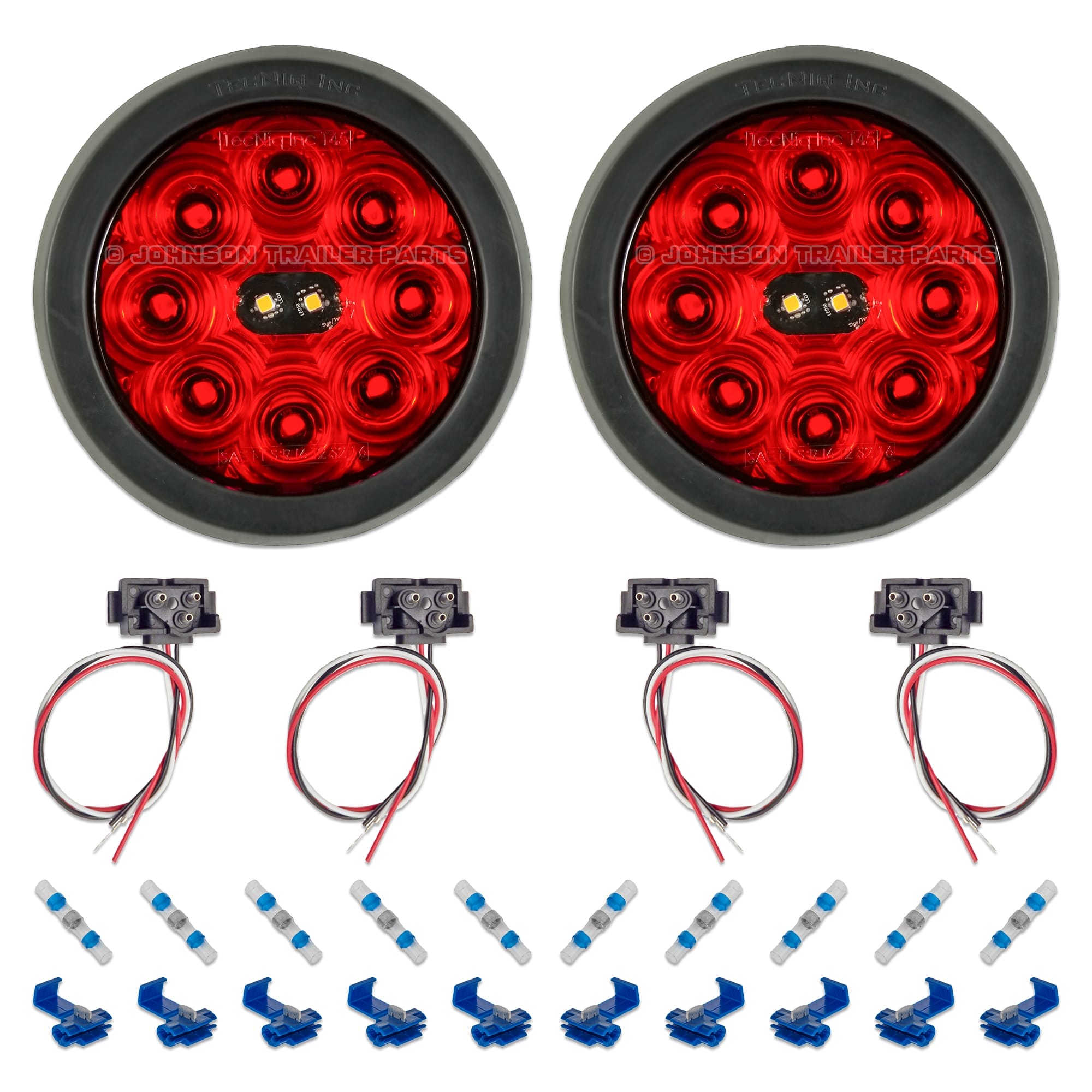 TecNiq T45 Hi Visibility 4 inch LED trailer tail light kit grommet mount with connectors