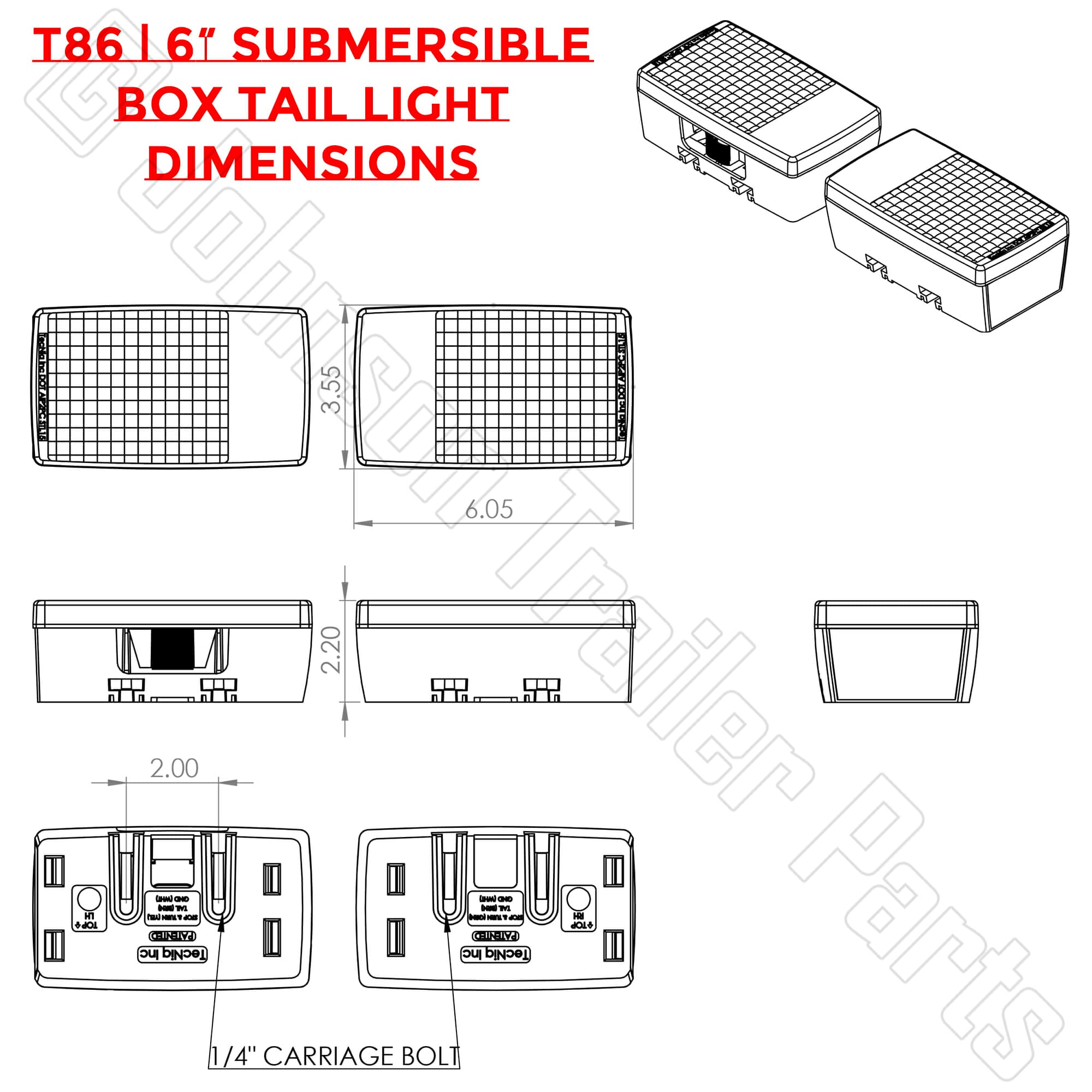 T86 | Submersible LED Tail Light Kit - 6" Box - Image 2