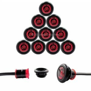10 Pack – 3/4″ Red Side Marker LED Lights (P2 Rated)