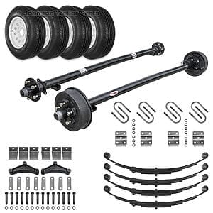 Tandem 3,500 lb Axle Kit with Wheels & Tires | Brakes on 1 Axle