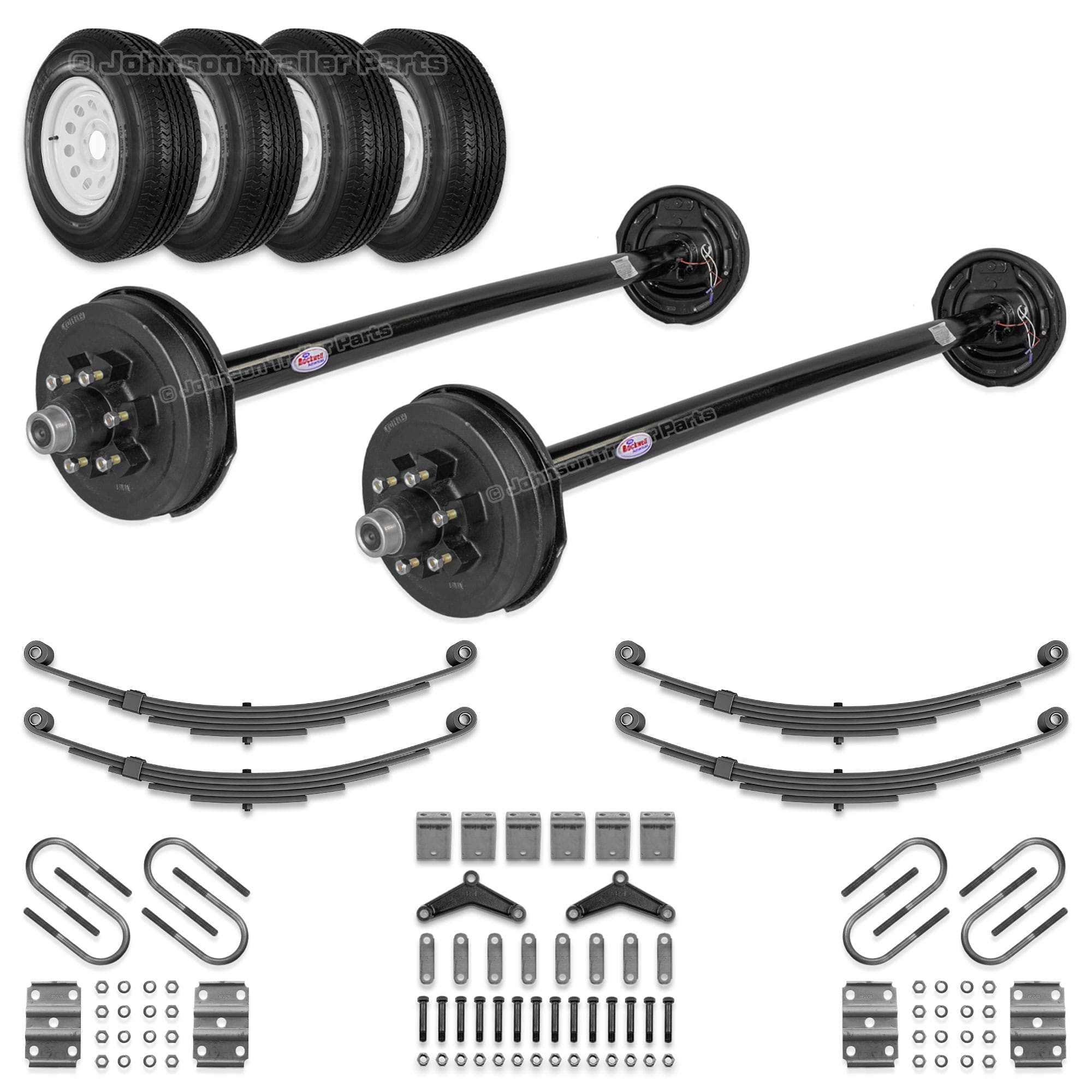 Tandem 5,200 lb Electric Brake Trailer Axle Kit with Wheels Tires