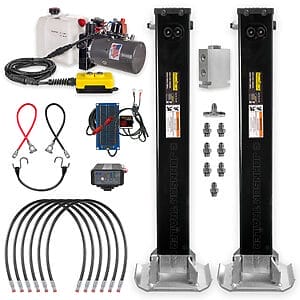 Dexter 24K Dual Power Jacks hydraulic trailer jack kit with KTI pump and battery chargers