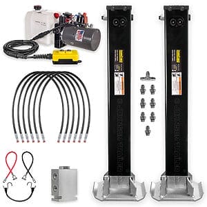 Dexter 24K Dual Power Jacks hydraulic trailer jack kit with KTI pump and flow divider