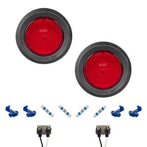 TecNiq S12 red 2.5 inch LED side marker light kit with grommets and connectors