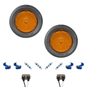 TecNiq S12 amber 2.5 inch LED side marker light kit with grommets and connectors