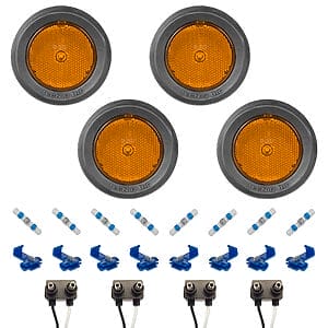 TecNiq S12 amber 2.5 inch LED side marker light kit 4 pack with grommets and connectors