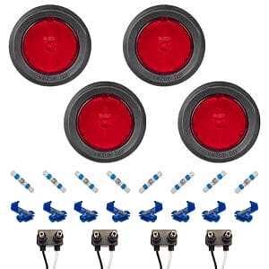 TecNiq S12 red 2.5 inch LED side marker light kit 4 pack with grommets and connectors