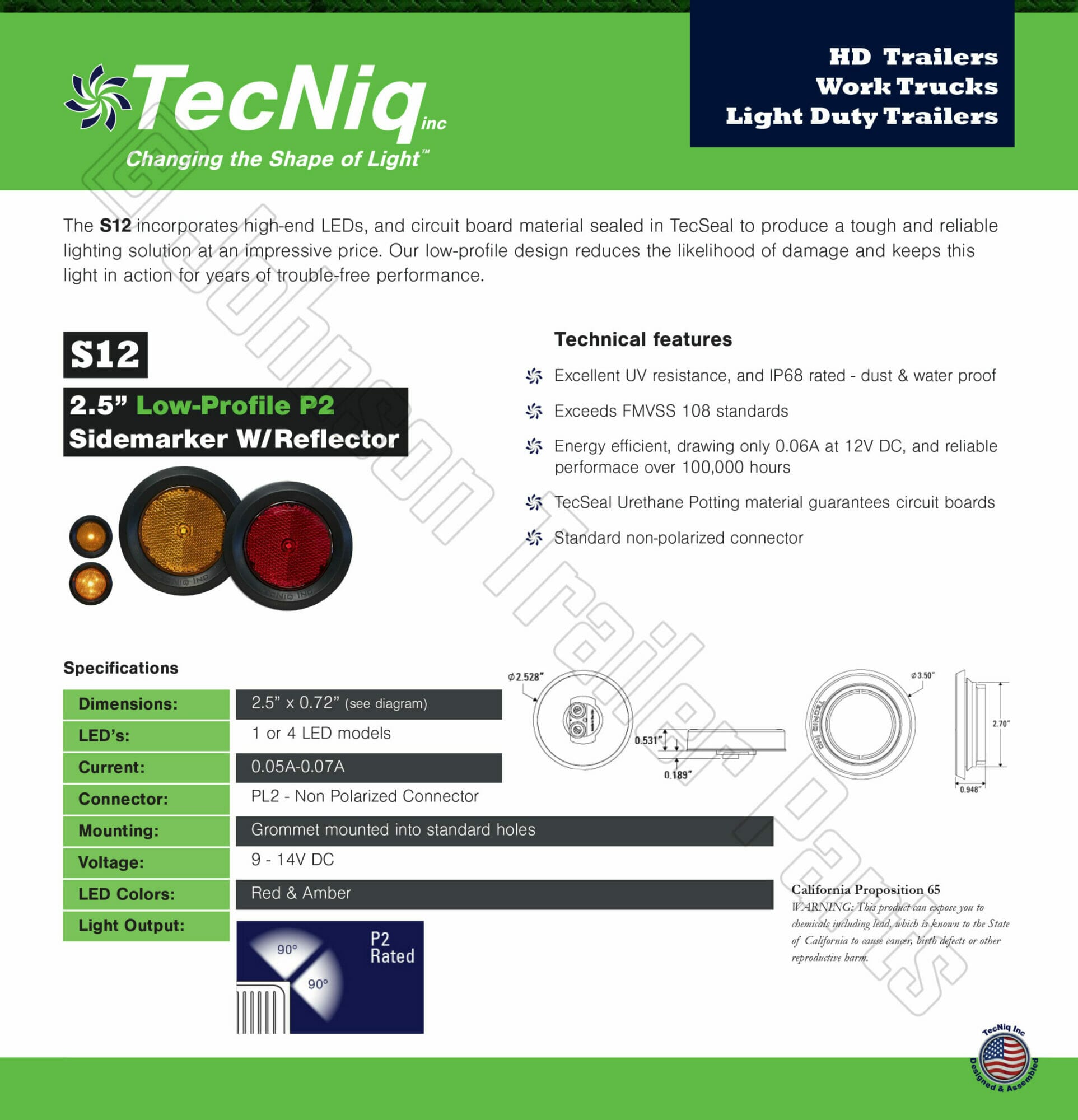 S12 | Amber LED Side Markers with Steel Brackets | 2.5" - Image 4