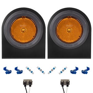 TecNiq S12 amber 2.5 inch LED side marker light kit with steel brackets and connectors