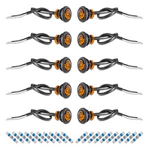TecNiq S34 amber 3/4 inch LED side marker light kit 10 pack with grommets and connectors