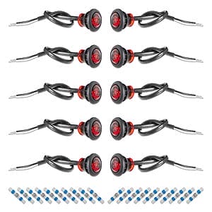 TecNiq S34 red 3/4 inch LED side marker light kit 10 pack with grommets and connectors