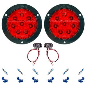 TecNiq T46 Hi Visibility 4 inch LED trailer tail light kit flange mount with connectors
