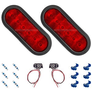 TecNiq T66 6 inch oval LED trailer tail light kit grommet mount with connectors