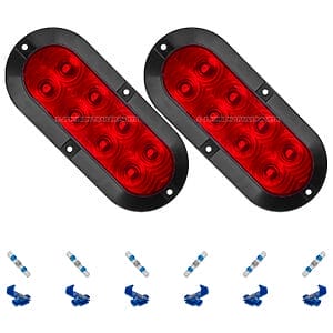TecNiq T68 Hi Visibility 6 inch oval LED trailer tail light kit surface mount with connectors