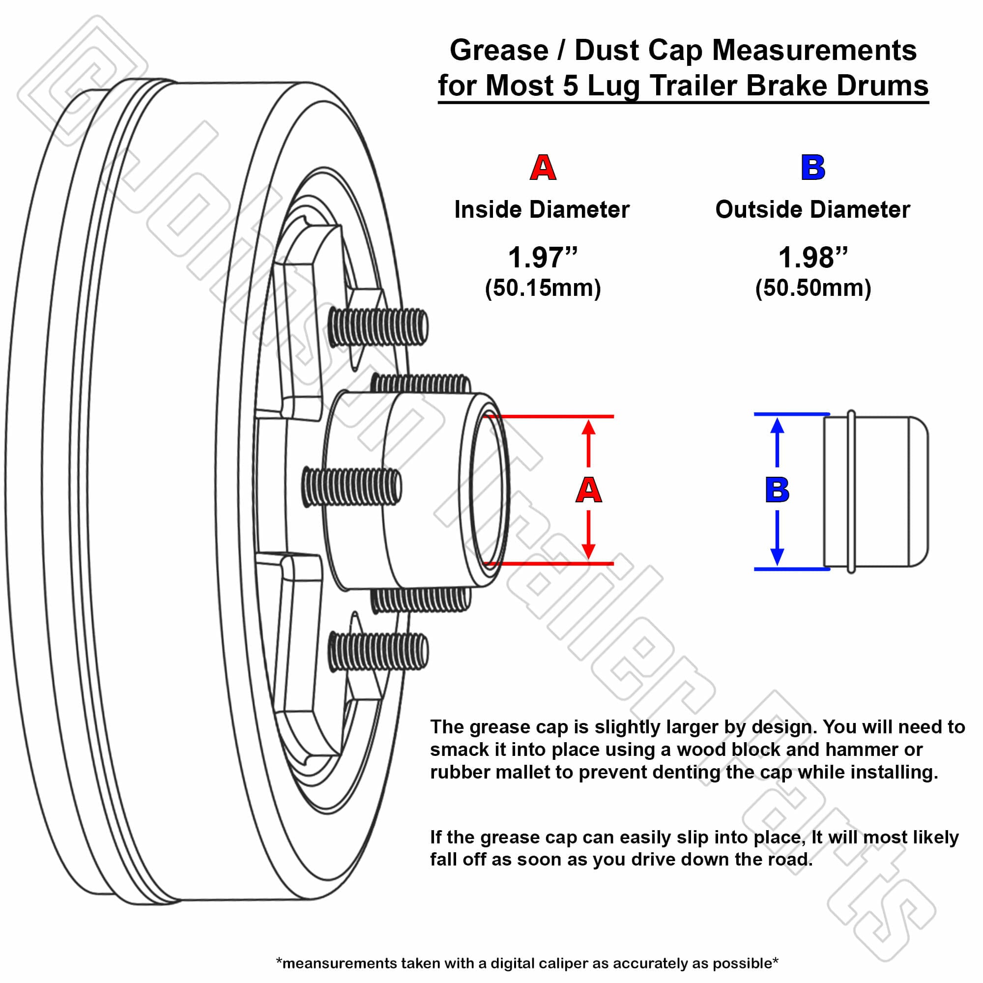 1.98" Grease Caps - Fits Most 2,000 to 3,500 lb Axles - Image 3