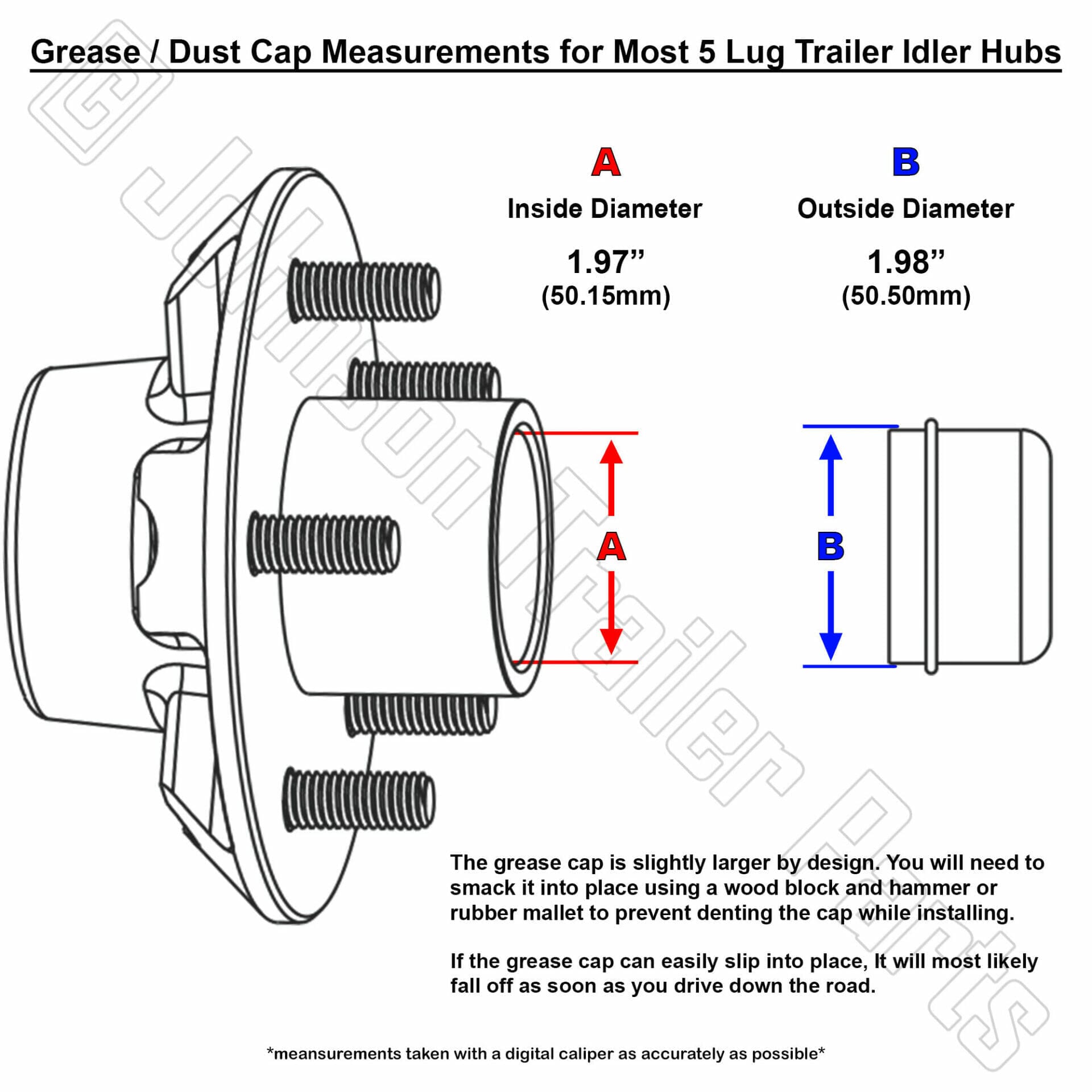 1.98" Grease Caps - Fits Most 2,000 to 3,500 lb Axles - Image 2