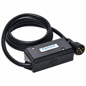 Epicord RV junction box with 7-way trailer cord for trailer wiring connections