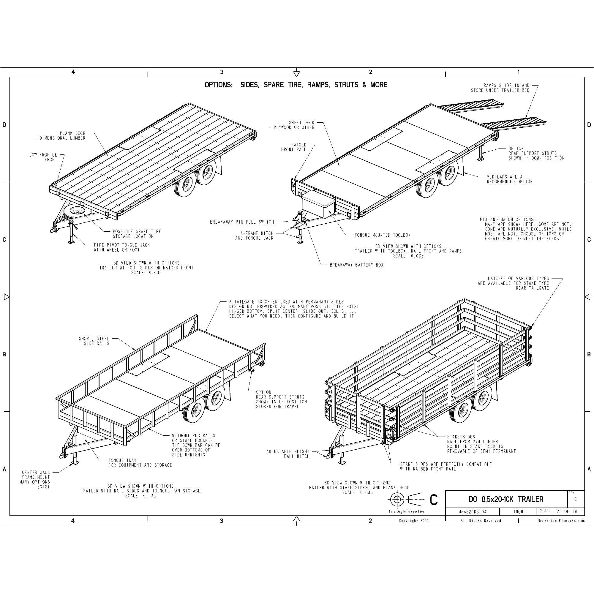 8.5′ x 20′ Deck Over Trailer Plans - 10,400 lbs Capacity - Image 2