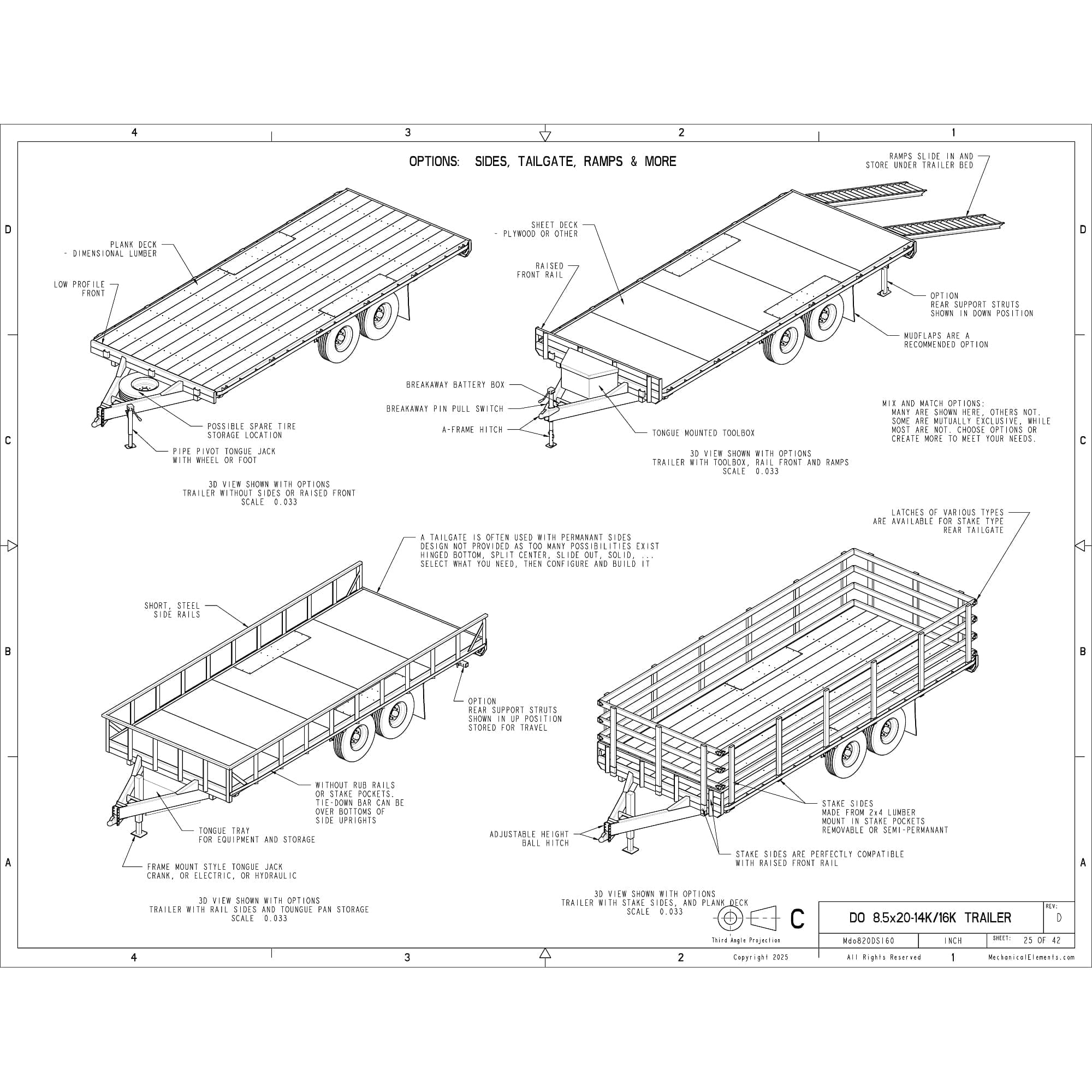 8.5′ x 20′ Deck Over Trailer Plans - 14k -16k Capacity - Image 2