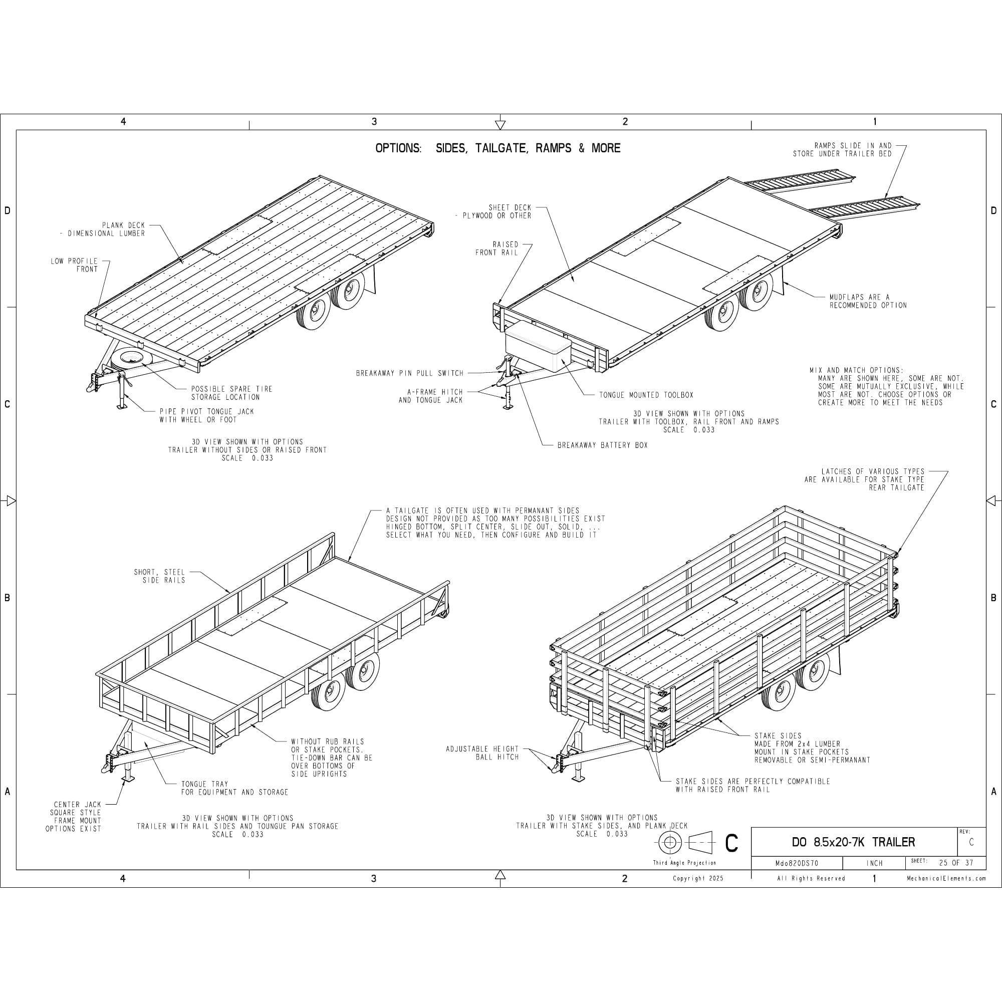 8.5′ x 20′ Deck Over Trailer Plans - 7,000 lbs Capacity - Image 2