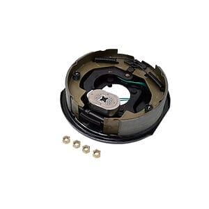 10" x 2-1/4" Electric Drum Brake, Left Side – 3,500 lb Axle (Manual Adjust, 4-Bolt Mount, Black Painted Finish)