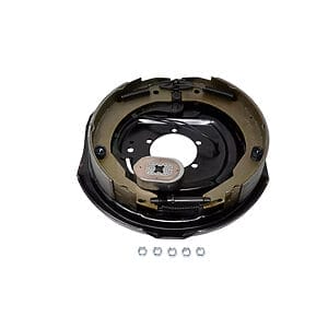 12" x 2" Electric Drum Brake, Left Side - 7,000 lb Axle (Manual Adjust, 5-Bolt Mount, Black Painted Finish)