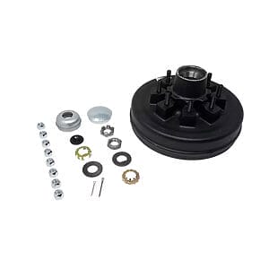 8 on 6.5" Bolt Pattern, 1/2" Studs | 5.2K–7K Axle, Complete Pre-Greased Hub-Drum Assembly - #42 Spindle (Single Hub) 2.250" Seal