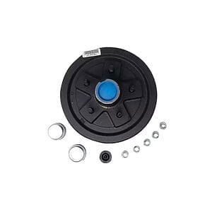 5 on 5″ Bolt Pattern | 3,500 lb Capacity, Complete Pre-Greased Hub-Drum Assembly (Single Hub), #84 Spindle, 1/2″ Studs