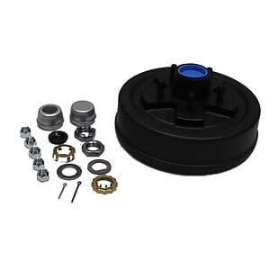 5 on 4.5" Bolt Pattern | 3,500 lb Capacity, Complete Pre-Greased Hub-Drum Assembly (Single Hub), #84 Spindle, 1/2" Studs