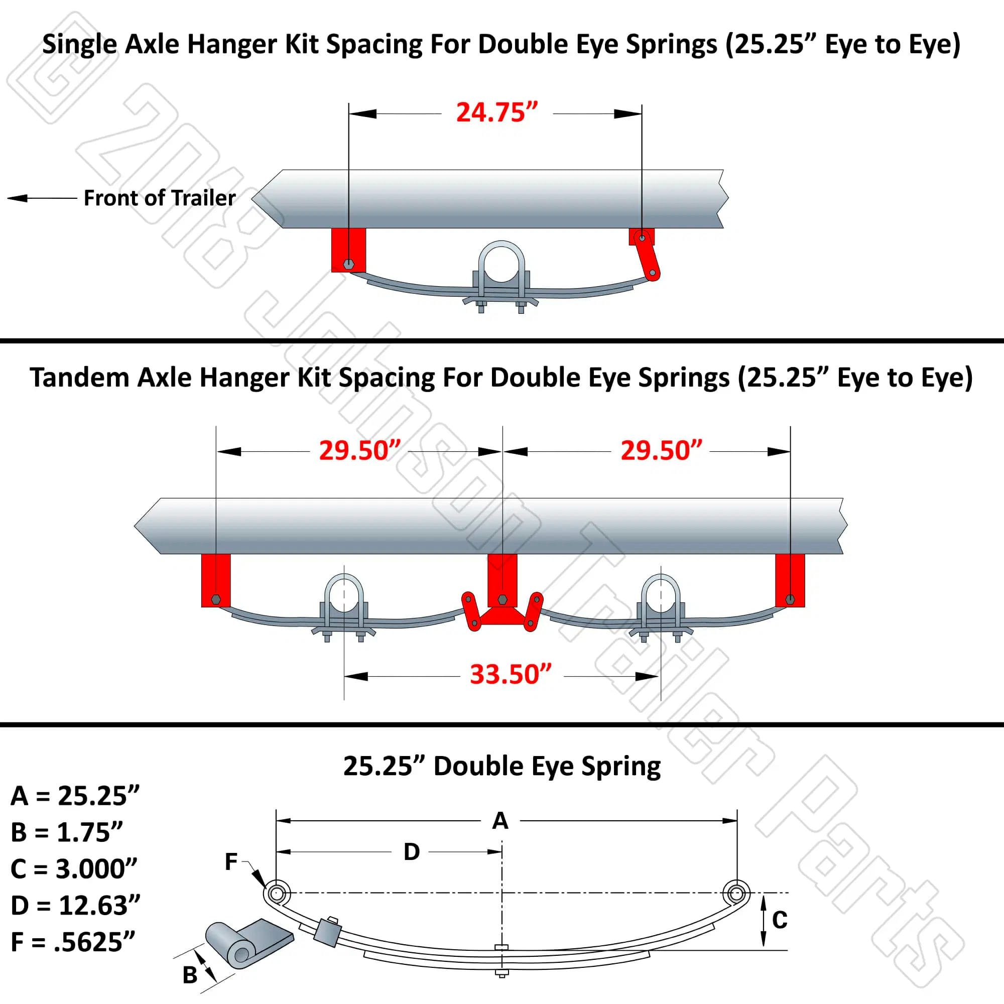 Tandem Axle Spring Hanger Kit - Fits 1.75" Double Eye Springs - Image 2
