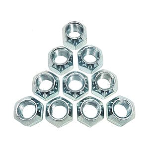 (10 Pack) Hex Wheel Nut – 1/2"-20 Right Hand Thread, 60° Cone, 13/16" OD