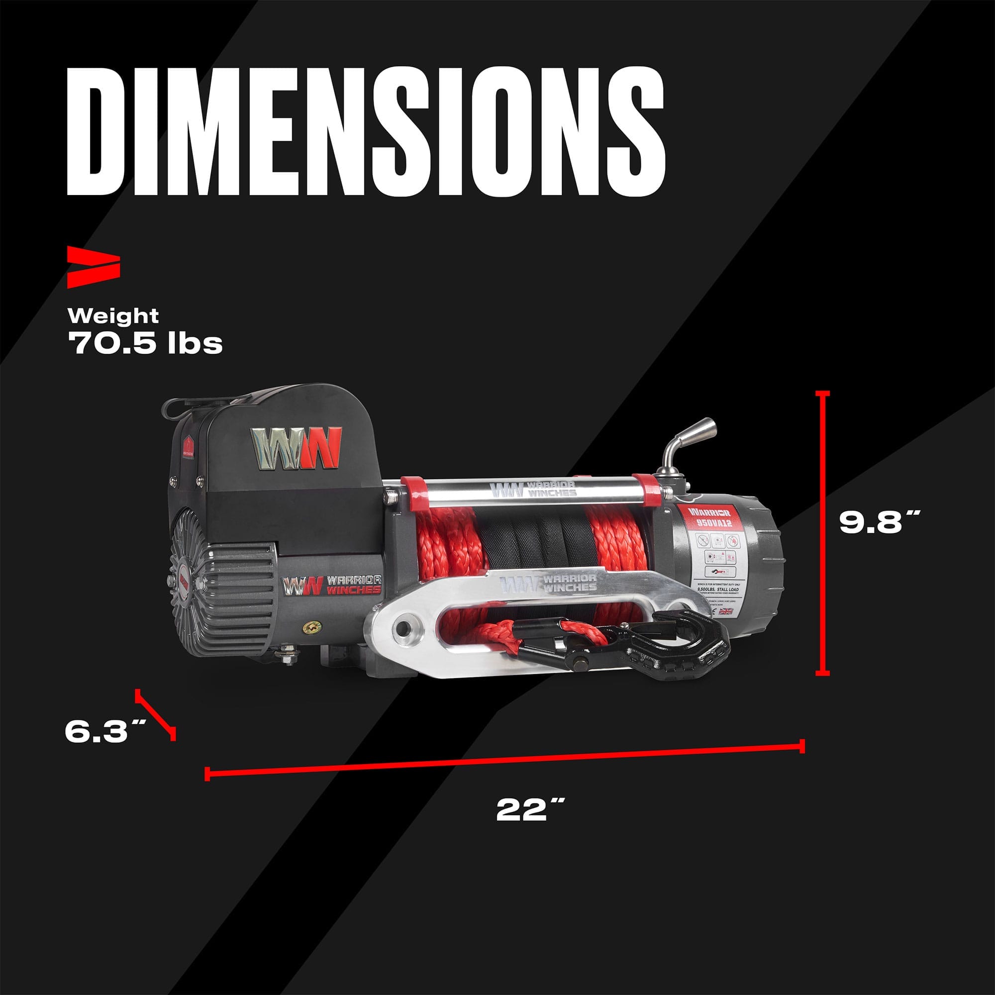 Samurai 12,500 lb 12v Electric Winch - Synthetic Rope - Johnson