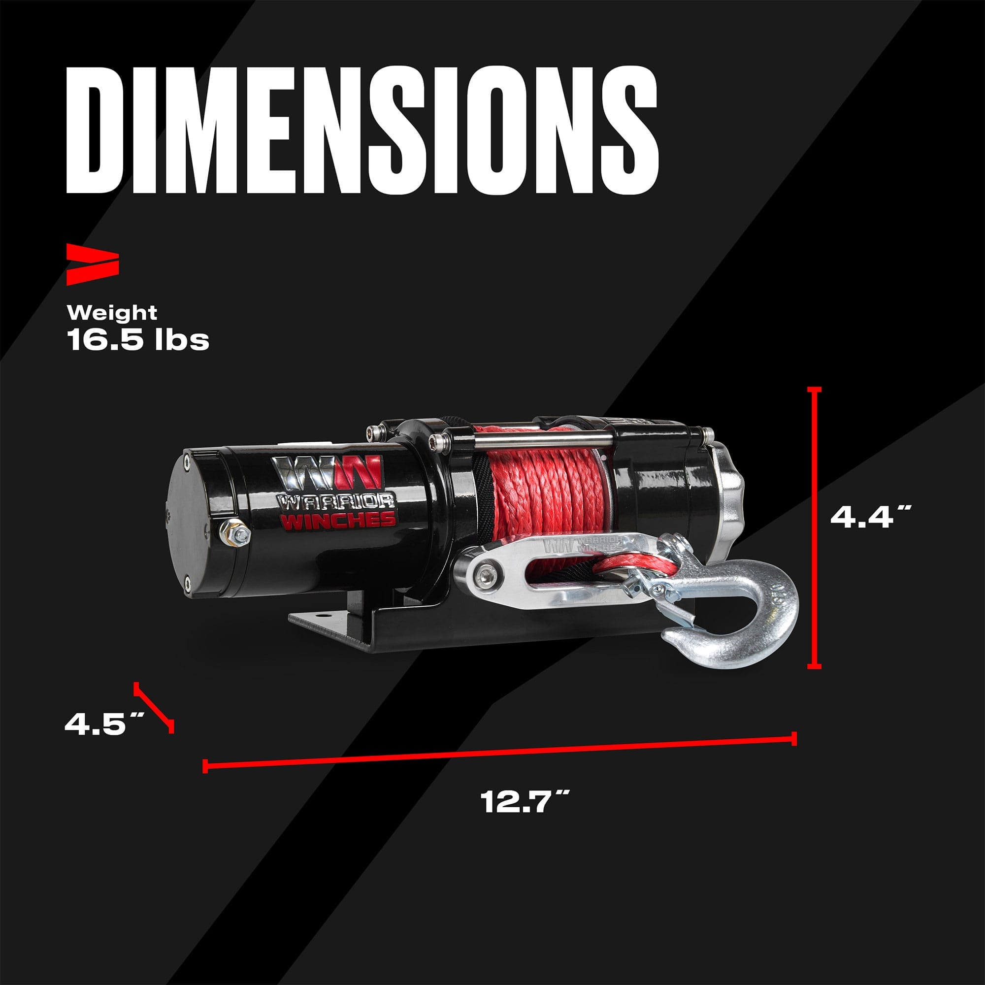 Ninja 2,500 lb 12v Electric Winch - Synthetic Rope - Johnson