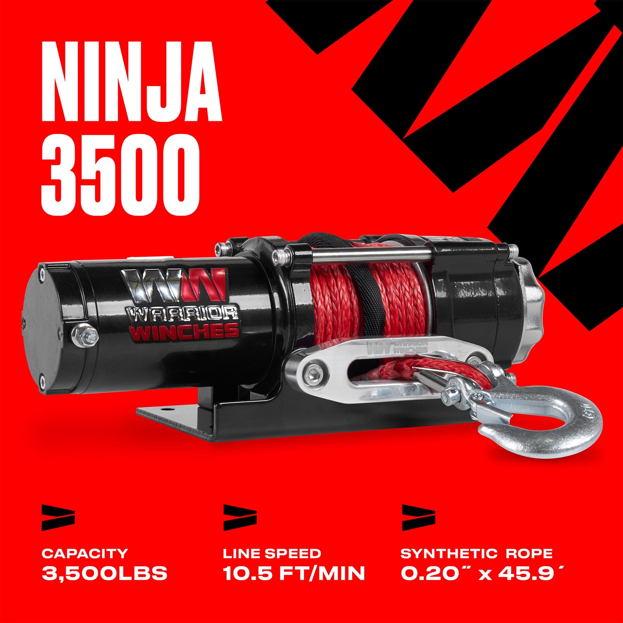 Ninja 3,500lb 12v Electric Winch - Synthetic Rope