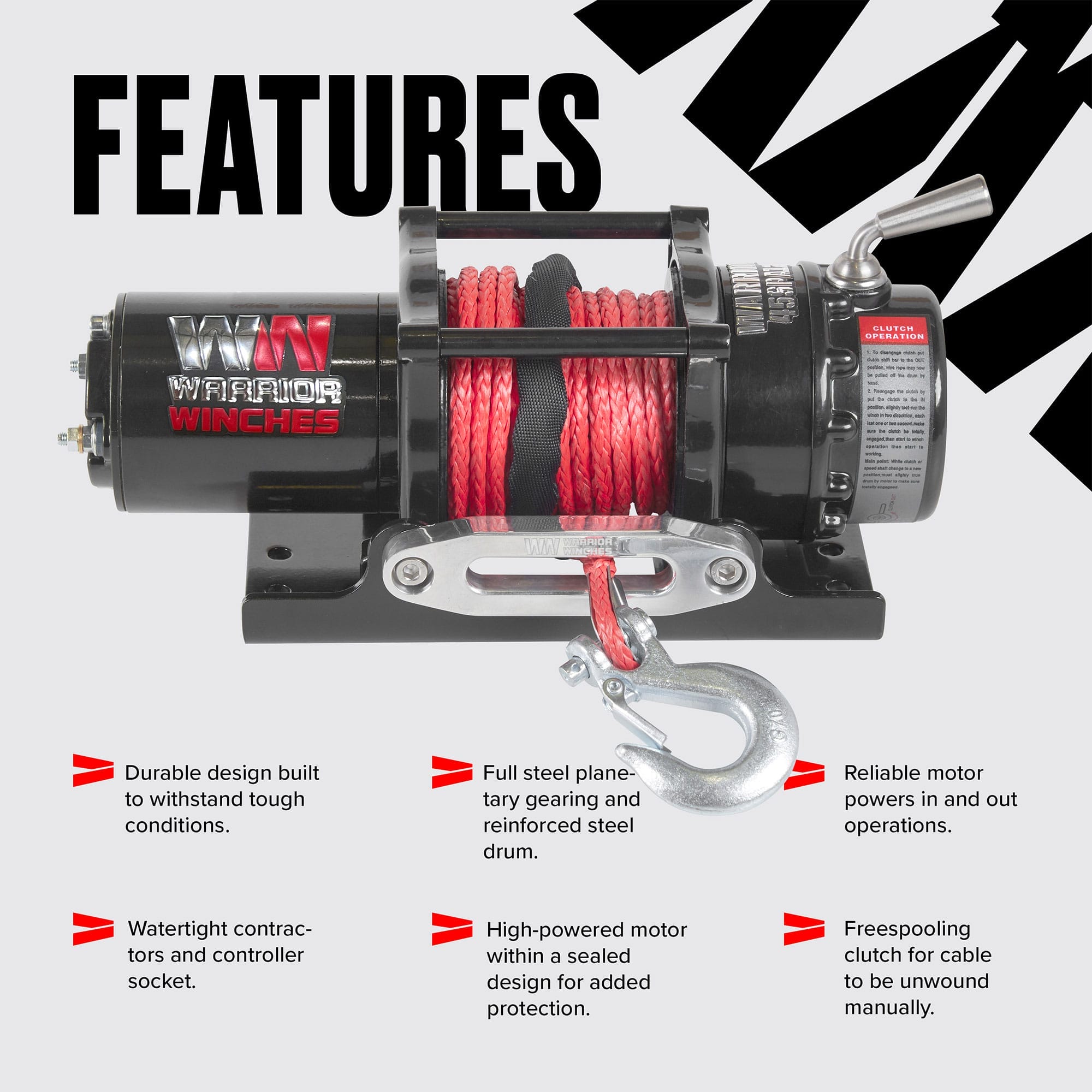 Ninja 4,500 lb 12v Electric Winch - Synthetic Rope - Johnson