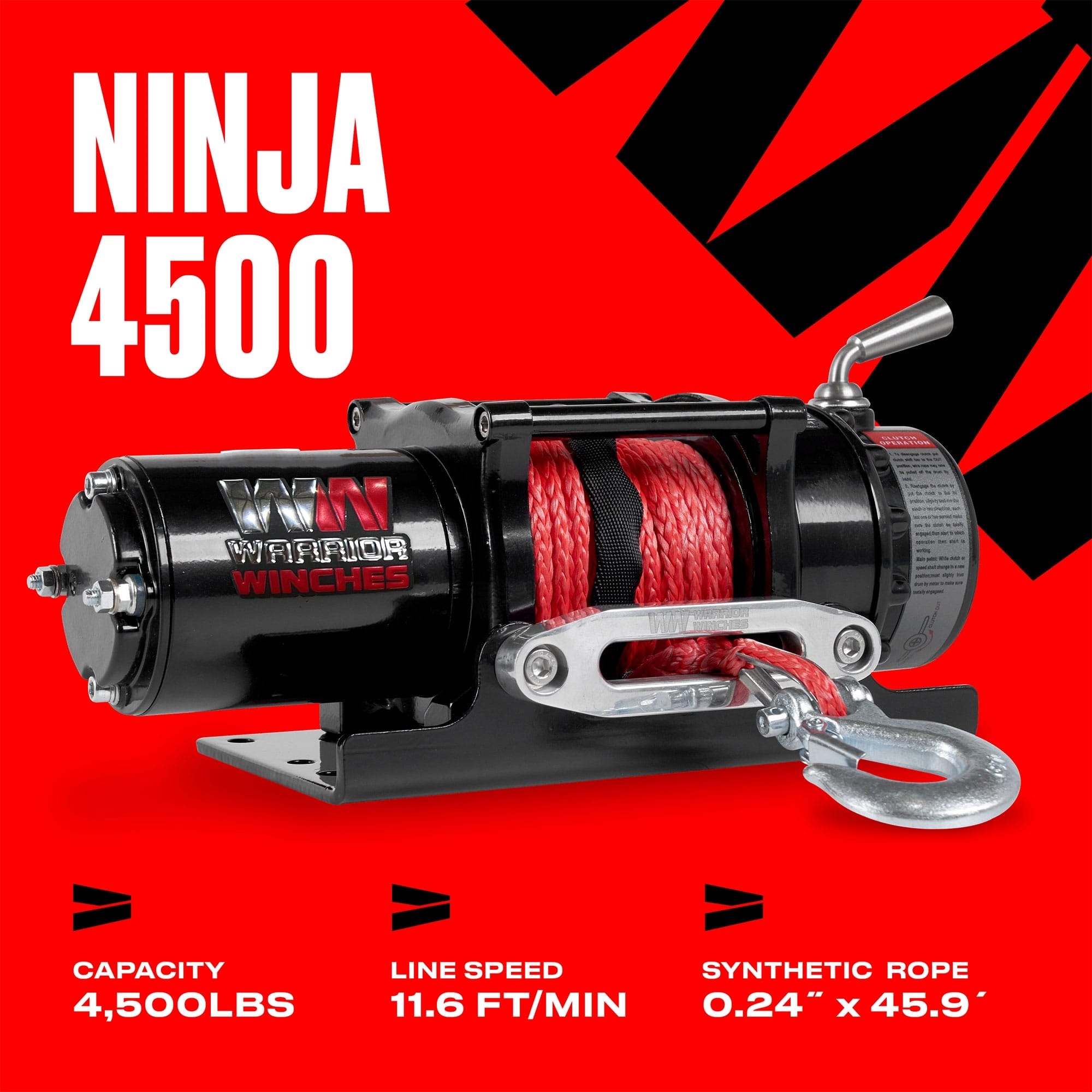 Ninja 4,500 lb 12v Electric Winch - Synthetic Rope - Johnson