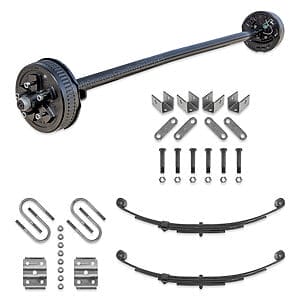 Dexter 3500 lb electric brake trailer axle kit with hanger kit leaf springs and U-bolt kit