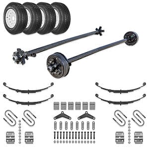 Dexter 3500 lb tandem trailer axle kit with electric brake axle idler axle 15 inch wheels and ST205/75R15 radial tires