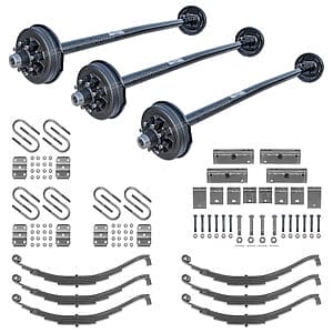 Rockwell American triple 7K electric brake trailer axle kit with slipper springs and 21000 lb capacity